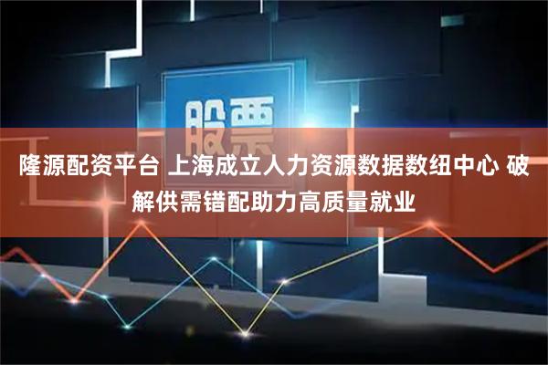 隆源配资平台 上海成立人力资源数据数纽中心 破解供需错配助力高质量就业