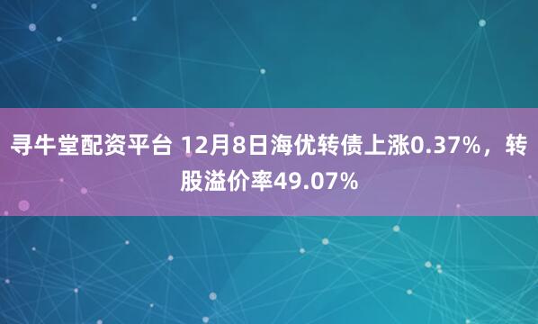 寻牛堂配资平台 12月8日海优转债上涨0.37%，转股溢价率49.07%