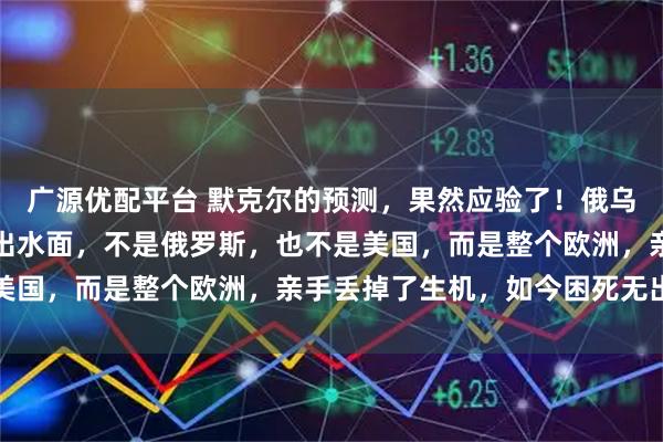 广源优配平台 默克尔的预测，果然应验了！俄乌冲突的最大输家已经浮出水面，不是俄罗斯，也不是美国，而是整个欧洲，亲手丢掉了生机，如今困死无出路